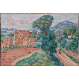 Lluis Mercade "mediterranean Landscape" 1921 Oil On Canvas 38x55